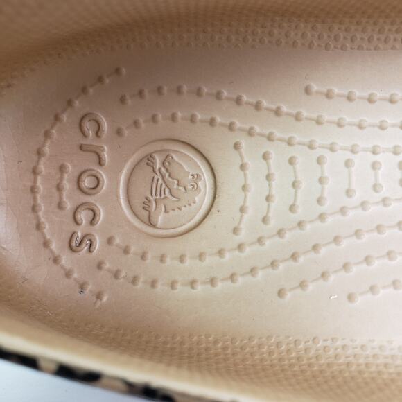 Crocs Womens Size 9 Brown Leopard Black Tie Slip On Comfort Ballet Flats Shoes - Picture 10 of 11